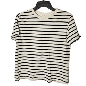 H & M Striped Black and White Striped T-Shirt Women's Size Small